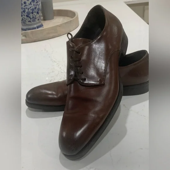 TO BOOT NEW YORK Brown Leather Blakeley Plain Toe Derby Oxfords Shoes Sz 11.5